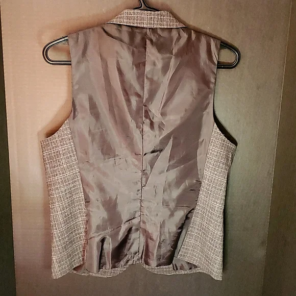 Van Heusen Studio Stretch Brown Plaid Ladies Vest - Medium - Picture 6 of 14